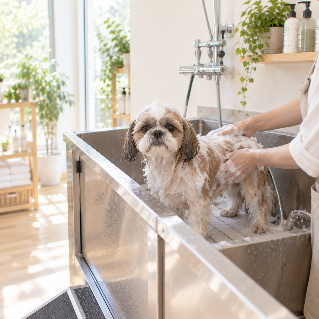 犬のシャンプーの様子